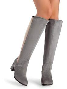 DREAM PAIRS Women's Knee High Stretchy Fashion Boots - Grey - View 5
