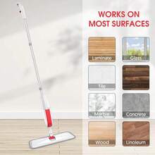 1 Set Microfiber Spray Mop For Hardwood Floors. Reusable Mop Base Suitable For Hardwood, Laminate, Vinyl And Tile Floors In Kitchen - Red and White - View 6