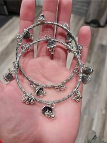 2 件女士 CCB 珠子和合金铃铛手链，适合日常佩戴 - 金色 - 查看 5