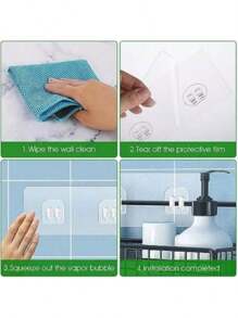 10个淋浴置物架粘钩，防水墙钩，适用于浴室收纳篮、肥皂碟，无需钻孔 - 彩色 - 查看 2