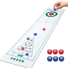 1 Set Grünes 54,3-Zoll-3-in-1-Spielset: Curling, Shuffleboard und Bowling – Spannende Familienunterhaltung mit 6 farbenfrohen Rollen und 10 Bowlingkegeln – Ideales Weihnachts- oder Thanksgiving-Geschenk