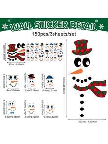 1 pieza Pegatinas de pared de muñeco de nieve de Navidad de dibujos animados con expresión, pegatinas de materiales de PVC removibles y autoadhesivas, fáciles de despegar, adecuadas para decoración de pared, fondo, sala de estar, dormitorio, hogar, decoración navideña, regalos de cumpleaños y graduación, decoración de habitación, decoración de dormitorio, decoración de cocina, decoraciones navideñas para el hogar