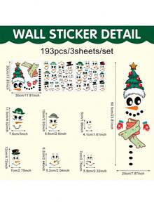 1 pieza Pegatinas de pared de muñeco de nieve de Navidad de dibujos animados con expresión, pegatinas de materiales de PVC removibles y autoadhesivas, fáciles de despegar, adecuadas para decoración de pared, fondo, sala de estar, dormitorio, hogar, decoración navideña, regalos de cumpleaños y graduación, decoración de habitación, decoración de dormitorio, decoración de cocina, decoraciones navideñas para el hogar