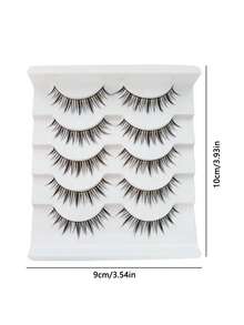 Ouye3 Set de 5 pares de pestañas postizas de diablillo pequeño, naturalmente rizadas y con recubrimiento 3D