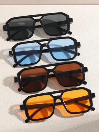 3 件装女士方形多色双光束组合复古百搭装饰时尚眼镜