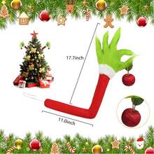 1pc Christmas Elf Body Tree Decor Arm, Fluffy Green Monster Elf Arm For Christmas Tree Decoration