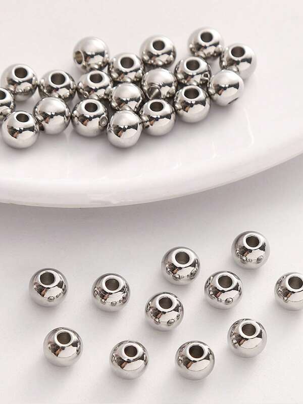 100pcs Stainless Steel Round Steel Beads Loose Beads Spacer Beads DIY Bracelet Necklace Jewelry Accessories