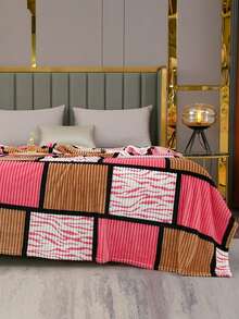 1 pièce Couverture en flanelle à carreaux imprimée, couverture multifonctionnelle et confortable pour la sieste, le canapé, le bureau, le camping, les voyages, toutes les saisons, cadeau de Noël et d'Halloween