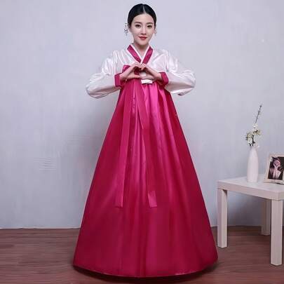 1pc Korean Traditional Palace Lady Wedding/Daily Performance Costume Set, Dress, Dance/COSPLAY Outfit, Suitable For Festivals, Parties, Stage Shows - Includes Top + Skirt ,Halloween Costume