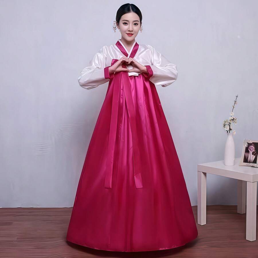 1 bộ trang phục biểu diễn hàng ngày/đám cưới truyền thống của cung nữ Hàn Quốc, váy, trang phục khiêu vũ/COSPLAY, thích hợp cho lễ hội, tiệc tùng, biểu diễn sân khấu - Bao gồm áo + váy, trang phục Halloween, váy dự tiệc