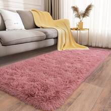 Soft Fluffy Shag Throw Area Rug, 2x4 Black, Non-Slip Bedroom, Hallways, Bedside, Dorm, Living Room - Long Shaggy Rug - 腮紅粉紅 - 查看 2