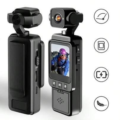 1080P Pocket Action Camera For Family Outdoor Sports Skiing Cycling Hiking Recorder Portable Sports Camera 1.54-Inch Screen WIFI HD Recorder Camera With 360 Rotatable Blog Camera Vlogging Camera IR Night Vision