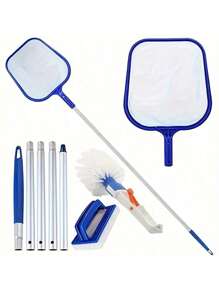 带伸缩铝杆的泳池撇渣网 - 适用于游泳池、水疗中心、热水浴缸、池塘的重型细网叶耙 | 3 节可伸缩手柄，耐用塑料框架，易于清洁和存放 - 彩色 - 查看 4