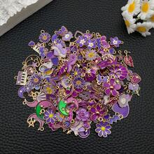20/50/200pcs Mixed 10 Colors Fashion Enamel Assorted Charm Bulk Flower Heart Shape Gold-Plated Pendant For DIY Bracelets Necklaces Earrings Pendants Jewelry Making Accessories - trộn - Xem 16