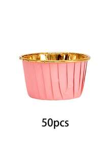 50 peças/100 peças Copo de Papel Mafen, Ferramenta de Cozimento de Cupcake de Papel, Suporte de Papel para Bolo com Borda Ondulada Dourada, Copo de Papel Antigordurado Colorido para Cozimento, Filme de Cozimento, Copo de Papel para Bolo com Boca Ondulada Dourada, Forma de Papel Alumínio Descartável para Cupcake, Bandeja Descartável de Cozimento de Cupcake de Papel