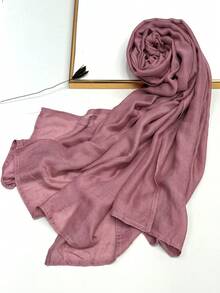 1件加大码柔软透气纯色包边头巾，莫代尔面料，适合搭配连衣裙