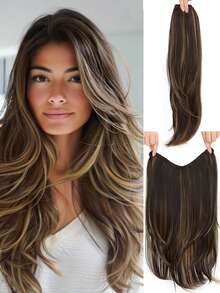 合成长直发接发 22 英寸夹式接发 V 形耐热假发 女士女孩天然接发 圣诞节热卖 - 彩色 - 查看 18