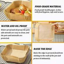 50/100pcs Air Fryer Disposable Liners, Non-Stick Airfryer Baking Papers, Non-Stick Parchment Paper For Baking Roasting Microwave - 100個圓形 - 查看 5