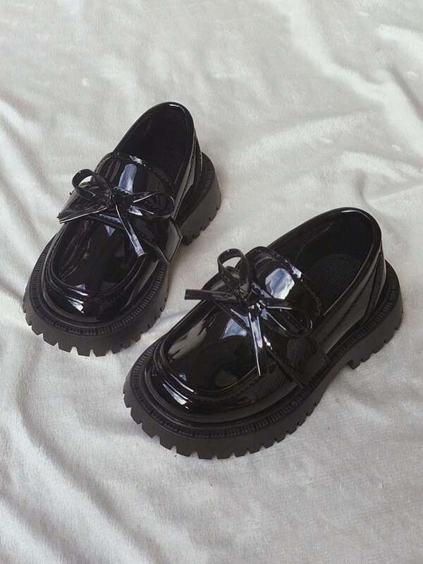 1 Pair Girls' Shallow Cute Princess Leather Shoes, Breathable Soft Sole Anti-Slip Versatile Children Flats, Simple Fashion Infant Toddler Easy On/Off Walking Shoes, Suitable For Spring, Summer, Autumn