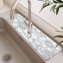 1 件水槽水龙头排水垫、餐桌垫、浴室硅藻泥吸水垫、家用台面防滑防霉垫、水槽边防滑厨房垫、天然卫生的厨房必备品，适用于家庭和厨房房间装饰，是您舒适的秋冬风格和圣诞装饰的一部分