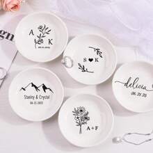 1 Piece Personalized Custom Small Round Ring Tray, Personalized Jewelry Box, Wedding Engagement Gift For Her/Him, Engraved Wooden Ring Tray, Custom Wedding Ring Holder, Personalized Choice, Unique Gift For Engagement And Wedding, Couple Gift
