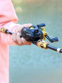 SOUGAYILANG 伸缩式鱼竿和渔轮套装 - 1.5米抛竿和7.2:1速比路亚轮，便携式旅行套装，适用于沿海和淡水垂钓 | 理想的新手礼物，包含各种颜色的鱼线和鱼饵配件 - 金色 - 查看 10