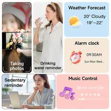 Smart Watch, kabelloses Telefonieren/Wählen, Multi-Sport-Modus, Anruferinnerung und -ablehnung, SMS-Erinnerung, benutzerdefiniertes Hintergrundbild, für iOS/Android