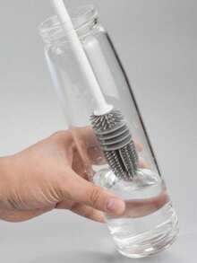 1 Stück grauer Langstielbürste ohne toten Winkel für Wassergläser, Teekrüge, Tassen, Wandbrecher, Dekontaminationsbürsten, Mehrzweck-Langstielsilikon-Bürste für Tassen und Flaschen, Mehrzweck-Haushaltsreinigungsbürste - Verschiedenfarbig - Übersicht 4