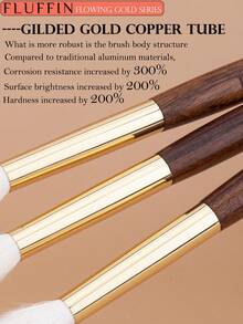 1 cọ tán phấn mắt FLUFFIN E23, 100% lông dê, màu đỏ rực, thích hợp để tạo khối cho mũi, tán phấn mắt, đầu cọ bằng đồng và cán bằng gỗ hồng mộc châu Phi, dụng cụ trang điểm, cọ kẻ lông mày, cọ tán phấn mắt, cọ xoắn ốc, quà tặng. - Gỗ đỏ - Xem 5