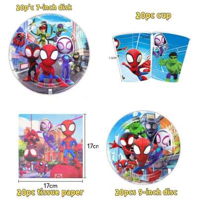 Marvel 80pcs Spider-Man Themed Party Supplies Set! Includes Banner, Plates, Napkins, Cups, Cake Toppers, Masks, Balloons, Full Series Atmosphere, From Venue Decoration To Details, One-Click To Create Immersive Adventure Party, Join Spider-Man For Super Cool Celebration, Turn The Party Into A Hero Battlefield!