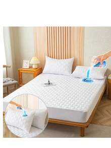 Cubre Colchón Impermeable Con Funda De Almohada QUEEN SIZE - Blanco - Ver 1