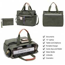 Corduroy Tote Bag Set (2PCS) For Women, Laptop Work Bags Crossbody Shoulder Hobo Messenger Handbag Purse Travel Gym Totes - 綠色 - 查看 3