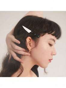 迷你仿刀亚克力发夹，女士时尚朋克风格创意发夹炊具装饰，爪夹，发夹，发夹，发夹，发夹 - 彩色 - 查看 3