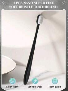 10pcs Extra Soft Micro Nano Toothbrush, Ultra Soft Toothbrush, Manual Toothbrushes With Extra Soft Bristles For Sensitive Teeth Gums, For Deep Cleaning At Home For Adults Daily Life Home Bathroom Decor Fall Decor Back To School - Black - View 6