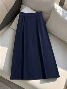 Women's Fashionable Elegant Casual Metal Button Front Fitted Skirt, Versatile For Commute And Daily Wear, Summer - Navy Blue - View 3