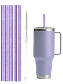 7pcs/6pcs/1pc/Set Replacement Glitter Straws For 40oz/30oz Cups, Material Reusable Straws With Cleaning Brush, Suitable For 30oz/40oz Cups, Cute & Modern Design, Great Gift For Family, Friends, Lover, Christmas, Valentine's Day - Multicolor - View 10