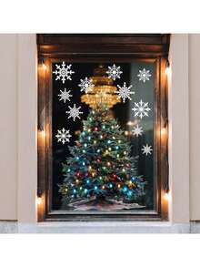 1pc Window Stickers Christmas Lights Christmas Tree Snowflake Decoration Stickers PVC Stickers Material Removable Self-Adhesive Easy-To-Tear Stickers Suitable For Window Decoration Glass Stickers Window Stickers Home Decoration Wall Stickers Home Decoration Make Your Life Brand New Holiday Decoration Stickers Birthday Graduation Gifts Room Decor Bedroom Decor Kitchen Decor Wall Decor Christmas Decorations Christmas Decorations Home