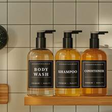 6/12 Peças/Conjunto Adesivos de Rótulo para Garrafas de Sabonete Líquido e Detergente de Louça, Decorações em Estilo Artístico de Fonte, Adesivos de Rótulo de Shampoo, Aderem Firmemente, À Prova d'Água, para Garrafas, Etiquetas de Armazenamento de Banheiro