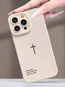 Cross Print Simple Shockproof Thick Phone Case Cover Suitable For IPhone17/IPhone17 Air/IPhone17 Pro/IPhone17 Pro Max/16 Pro Max/15 Pro Max/14 Pro Max/13 Pro Max/12 Pro Max/11 Pro Max - 白色 - 查看 4