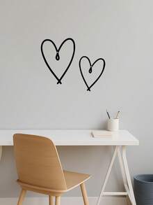 HELLOYOUNG 2pcs/Set Unique Personalized Heart Shape Wall Art - Metal Wall Sign With Chic Aesthetic Design - Perfect Gift For Valentine's Day, Suitable For Home, Living Room, Office, Bar, Kitchen, And Coffee Shop Decor, Ideal For New Year Celebration Decorations Birthday