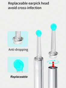 Ne3 8 Pieces Ear Spoon Wireless Wifi Ear Pick Otoscope Camera 1296P Borescope Luminous Ear Wax Cleaning Teeth Oral Inspection Ear Cleaner New Ear Wax Removal Smart Visual Ear Cleaner Usb Ear Wax Remover Endoscope Camera Pick Tool Camera - White - View 8