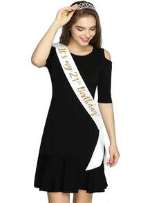 Écharpe "Mon 21e Anniversaire" et Couronne de Strass - Écharpe d'Anniversaire 21e, Écharpe de Fille d'Anniversaire, Cadeaux, Fournitures et Décorations pour Fête d'Anniversaire - Multicolore - Voir 4
