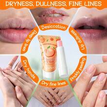 4PCS/Box Juicy Peach Set(Hand Cream And Lip Balm),Skin Care Kit,Lip Balm,Nourish And Moisturize Skin ,Body Care,Diminish Skin Lines,Brighten Skin,Skin Care,Hand Cream,Soothe And Lift Barbs,Moisturizer,Improve Dry And Rough,Smooth And Hydrated.