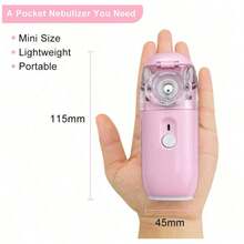 1pcs USB Portable Handheld Nebulizer - Rechargeable Mesh Nebulizer, Hand-Held Electric Nebulizer For Breathing Support, A Gift For Mom, White Stainless Steel USB Nebulizer. - Pink - View 4