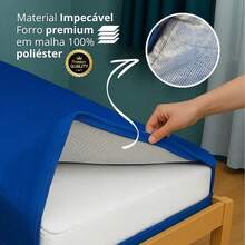 Capa Colchão Zíper Impermeável Hospitalar Solteiro Varias Medidas - Azul 88x188x14 - 88x188x14 - Visão 6