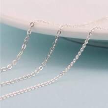 925 纯银 O 形项链，简约优雅的设计，闪亮的链条，女士珠宝，时尚风格，节日礼物，日常佩戴 - 白色 - 查看 4