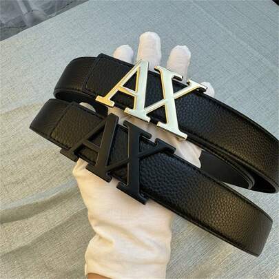时尚男士休闲顺滑扣腰带，优质设计师合金字母扣腰带，百搭商务西装、牛仔裤，适合中青年职场人士