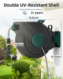 Automatic Garden Hose Reel 100 Ft X 1/2 In (Approx. 30.5 Cm X 1.3 Cm ,Wall Mounted Water Hose Reel For Outdoor Use
