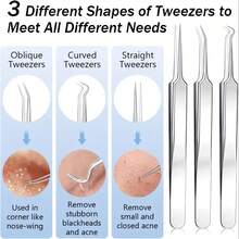 8-Piece Needle Set, Cell Clip, Blackhead Remover, Ultra-Fine Tweezers, Professional Beauty Salon, High-Precision Needle, Cleaning Clip Set - 銀色1套 - 查看 2