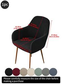 1pc Solid Striped Curved, High Elastic Dust-Proof Full Cover Chair Slipcover, Suitable For Hotel, Living Room, Study, Dining Room, Daily Use, Available In Black, Gray, Beige - Multicolor - View 15